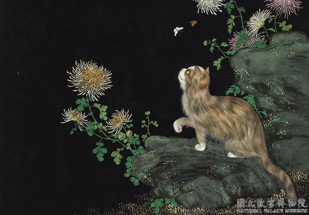 清沈振麟畫耄耋同春 冊 菊花貍奴